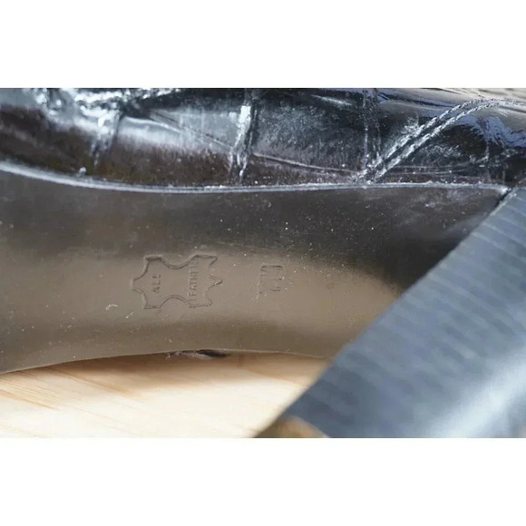 Women’s Tory Burch Leigh Croc Embossed Ankle Boots Size 7M Patent Leather *AS IS - Picture 10 of 11